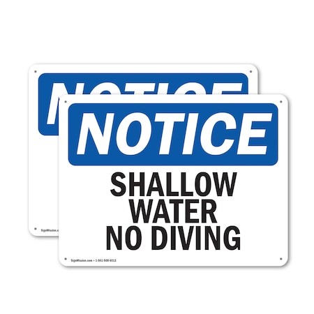 Signmission Shallow Water No Diving, 10 in W x Rectangle, Aluminum OS-2PACK-NS-A-710-L-18302